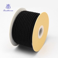 1roll Nylon Threads Milan Cords/Twisted Cords Black 3mm 21.87 yards(20m)/roll