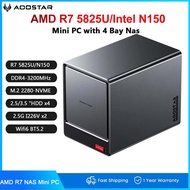 AOOSTAR AMD R7 5825U Mini PC with 4 Bay Nas Mini PC Support 2.5/3.5 "HDD * 4 NVME SSD Dual 2.5G LAN