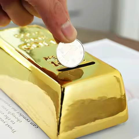 1Pcs Artificial Gold Bullion Bar Coin Bank Creative Simulation Plastic Bullion Piggy Bank Unique Dec