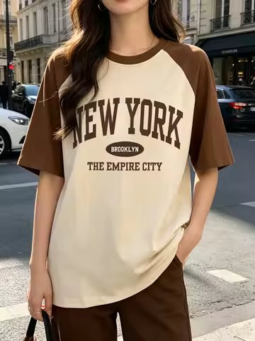 Fashion Brooklyn New York Streetwear T-shirts Women Girl 90s T Shirt Short Sleeve T Shirts 90S Women