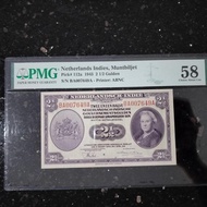 PMG Uang Kuno 2.5 2,5 Rupiah Gulden 1943 Seri NICA Skor 58 AUNC LANGKA