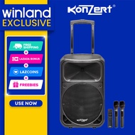 Konzert by Winland 12inch 350W Portable Trolley Speaker with USB/SD Bluetooth & 2 UHF Wireless Mic P