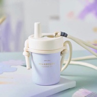 Starbucks Cup Summer Flowers Gentle Purple Small Fresh Stainless Steel Straw Water Cup with Strap Mug-----Donghua Preferred Store DOBR