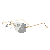 Cyxus chống ánh sáng xanh photochromic kính cho thời trang nam nữ Frameless 防蓝光 + 变色 2 合一眼镜 PC vật l