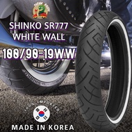 Korea Shinko Tires SR777 (100/90-19 White Wall) Heavy Duty Tire, 100-90-19WW, 100/90-19WW, 100/90 19
