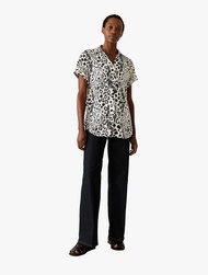 M&S - Blouse Wanita - Satin Printed Popover Blouse