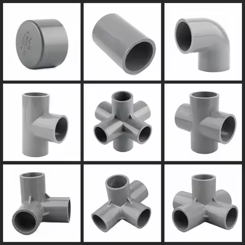 1pc 20 25 32mm Grey PVC Pipe Connector Straight Elbow Tee Cross Joints Water Pipe Adapter 3 4 5 6 Wa