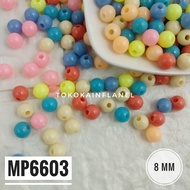 mp6603 mote kapur / manik bulat plastik warna pastel uk 8mm (50 pcs) - mtc2002/60btr