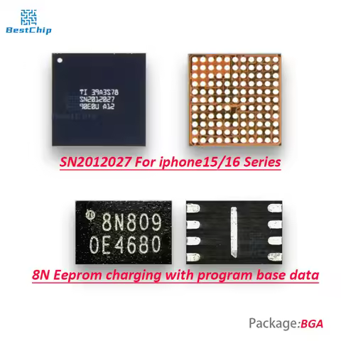 1-5pcs/lot U2 SN2012027 8N Q4EE Eeprom Charging IC Set For iPhone 15 16 15Pro Pro Max Plus With Prog
