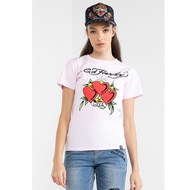 Ed Hardy Endless Love Regular Tee – Women’s Embellished Graphic Short Sleeve Cotton T-Shirt