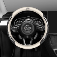 Nappa Leather car Steering Wheel CoverCarbon Fiber Sports car Interior Non-Slip Ultrathin for Mazda