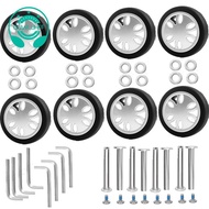 8pcs Luggage Wheels Replacement Kit,Dia 2in/50mm Thick 0.47in/12mm Resistant Rubber Mute Caster Repl