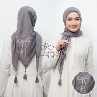 Hijab Segi Empat Paris Tasel Bordir Motif Pita /Kerudung Coquette Paris Pita / kerudung Ribbon