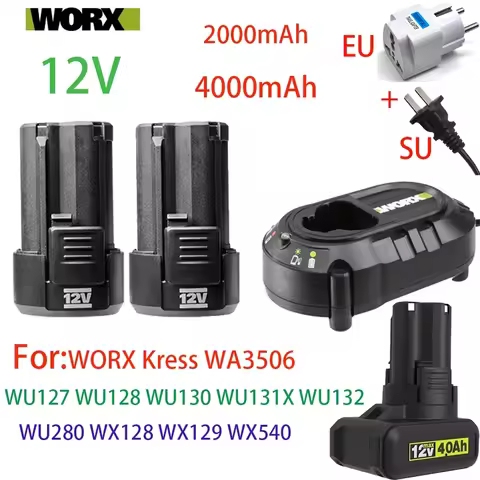 100% New Original 2.0/4.0Ah for WORX Kress 12V WA3506 WU127 WU128 WU130 WU131X WU132 WU280 WX128 WX1