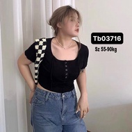Áo croptop nữ tay ngắn bigsize 55-90kg Croptop bigsize vạc bầu co giãn phong cách Hàn Quốc ATTD01