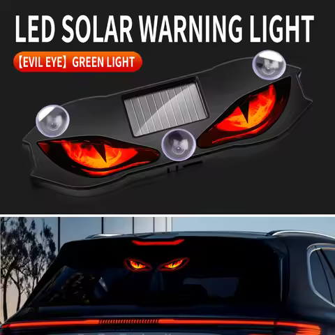 1Pc Solar Car Devil's Eye Window Light LED Dynamic Mood Lamp Vehicle LED Dynamic Expression Warning