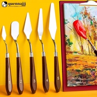 QUENNA 1/5pcs Palette Set Oil Painting with Wood Handles Spatula Tools for Acrylic & Quartz Sand Tex