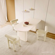 Cream Restaurant Style Modern Solid Wood Nordic Simple Dining Table Household Oval Dining Table Eati