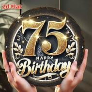 HELLOYOUNG 75th Birthday Silvery Badge Flat Collectible Display Decor for Living Room Party Gift
