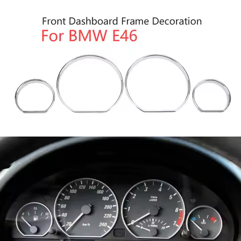 For BMW E46 Chrome Gauge Dash Dial Rings Bezel Trim Speedometer AC for BMW E46 M M3 Car Circle Styli