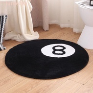 LUMELAB​ 8 Ball Rug, Soft Round 8 Ball Carpet, Creative Plush Anti-slip Skin Friendly 8 Ball Mat Hoo
