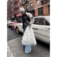 Nook & Cranny Y2K Shag Fur Tote | Korean-style Faux Fur Shoulder Bag | Statement Baddie Bag