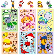 6PCS PAW Patrol Children's Puzzle DIY Toys Make A Face Changing Stickers For Helmet Bicycle Hand Account Pencil Case Decals LanLanStickersWorld