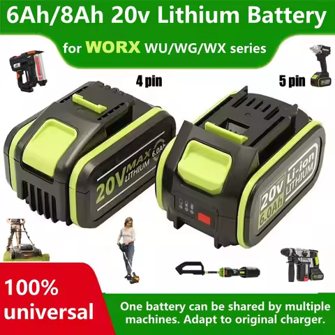 New 20V 8000mAh Replacement Lithium Battery suitable for Worx WA3016 WA307 WG251 WG752 WX366 WX523 W