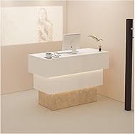 Modern Reception Counter Table, Retail Checkout Stand, Computer Cabinet, Front Desk with Lockable Dr