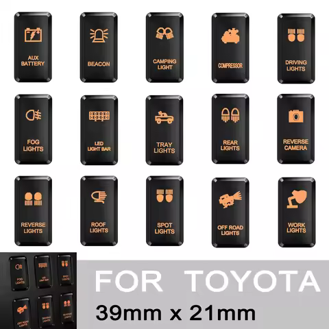 1 Pc Orange Amber Led Push Button Switch with Wiring Connector for Toyota Tacoma FJ Cruiser Toyota L