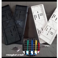 Tatakan Plat Mobil Universal Hitam - Putih universal FREE TONGKAT E-TOLL