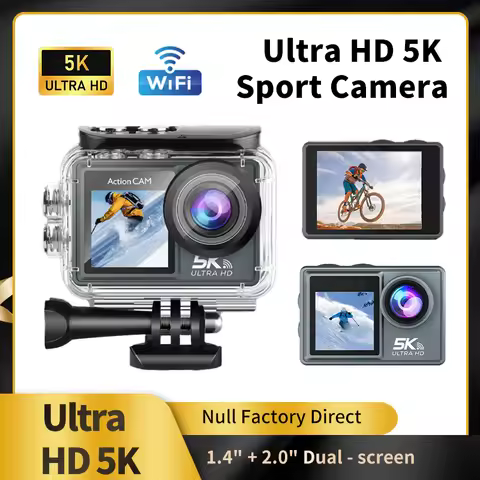 Null Outdoor 2.0"+1.4" WiFi 5K Action Camera Helmet Video Recording 4K/60FPS WiFi 170DGPS 4-8X Zoom 