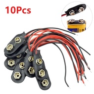 10PCS I Type 9V Clip-on Battery Connector Leather Shell Black Red Wired 9 Volt Battery Clip Connecto