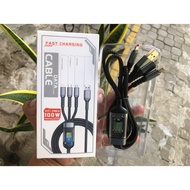 100W 3-Head Fast Charging Cable, 1m2 Long, Supports 3-in-1 Fast Charging, Anti-Breakage, Anti-Tangle