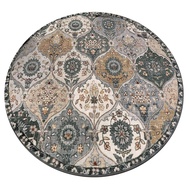 Round Moroccan Area Rug Vintage Flower Print Distressed Machine Washable Living Room Bedroom Office 