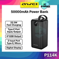 Awei P114K 50000mAh Powerbank Camping Power Bank 22.5W Fast Charging Power Bank Awei Powerbank