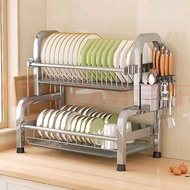 Đa chức năng bát inox Rack giá đỡ bếp giá ráo nước bát đĩa Countertop lưu trữ Bộ đồ ăn và đồ dùng Ra