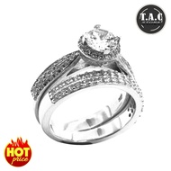 Cincin Perak Tulen Wanita 925 Genuine Silver Double Set Ring DS11