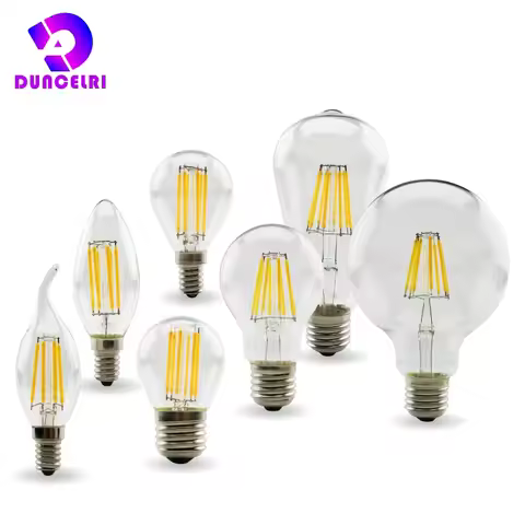 Retro Edison E27 E14 LED Filament Bulb Lamp 220V-240V Light Bulb C35 G45 A60 ST64 G80 G95 G125 Glass