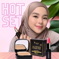 Mekap  NURRAYSA Original Hot Set Bedak DDMC Glowing  Moist Cake Hotset SPF50 Foundation Magic Lipsti