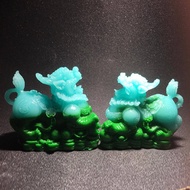 Jade green feng shui Pi Xiu statuebag, 7 cm long, 6.5 cm high, 3.5 cm wide, attracts fortune