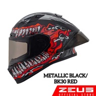 ZEUS ZS-826 METALLIC BLACK/BK30 RED
