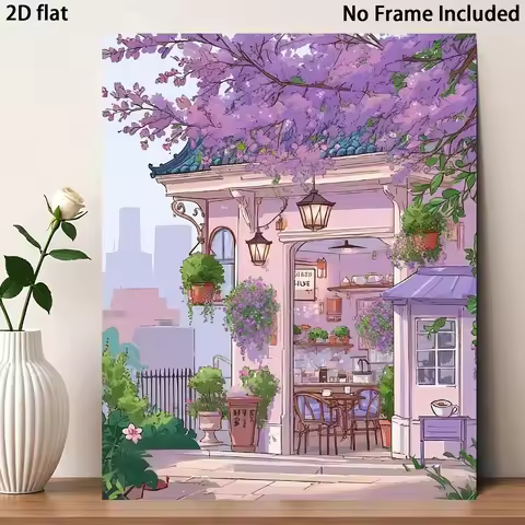 Painting By Numbers Purple Flower Adult Oil Kit DIY Acrylic Paint Canva Artwork Canva Art Gift Home