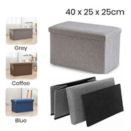 Ready Stock~ Foldable Ottoman Storage Stool Home Living Storage Bench 40x25x25CM