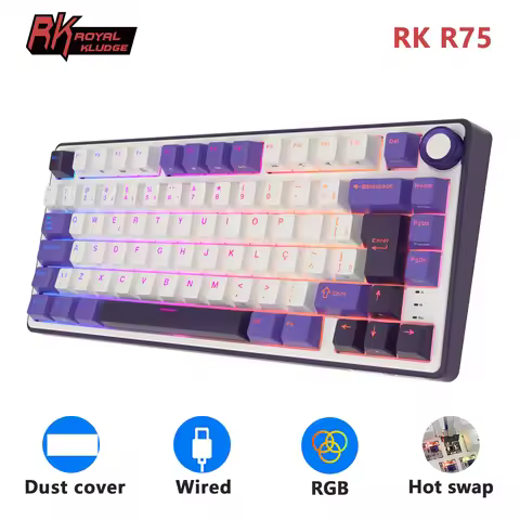 RK R75 Royal Kludge Gasket Wired Gamer Keyboard 80 Keys 80% RGB Backlit Hot-swappable Mechanical Key