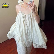 mingxuan2 Beach Strap Dress Babydoll Design Travel Lace Comfortable Loose Short Sling Home Dresses v