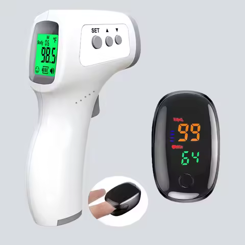 Non-Contact Ear Thermometer Finger Oximeter,for Infant & Adult, LCD Digital Display, Temperature/Pul