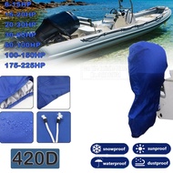 420D 6-225HP Boat Full Outboard Engine Cover Waterproof Sunshade Dust-proof Protection Blue for 6-22