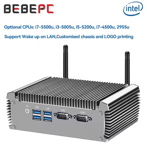 BEBEPC Industrial Mini PC Inter Core i7-5500u Support Ubuntu Linux WiFi Compact Computer with 2xLAN 