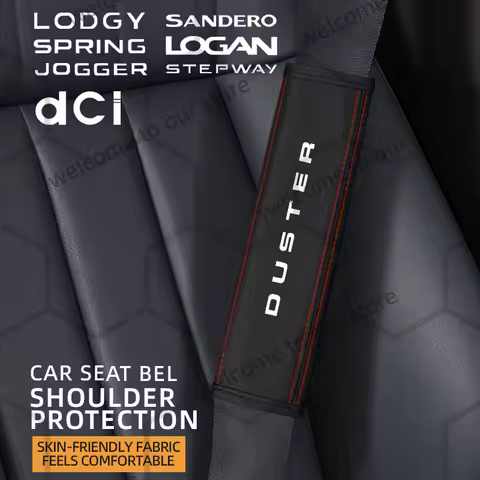 2Pcs For Sandero Stepway Duster Jogger Spring Logan Lodgy DCI Emblem Logo Leather Car Safety Belt Sh